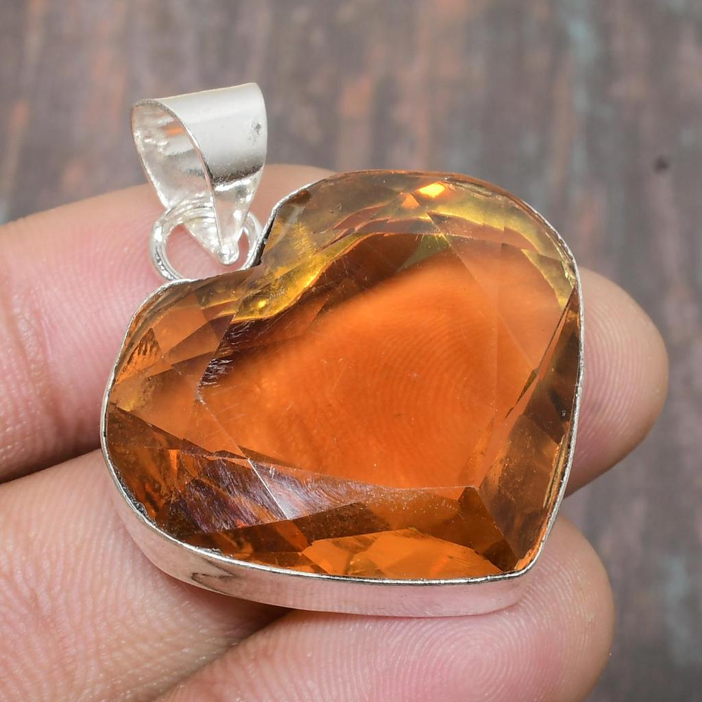 Citrine Gemstone Handmade Solid 925 Sterling Silver Jewelry Pendant For Women