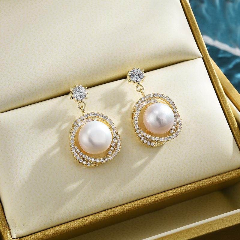 

Атмосферные простые серьги Fuman из пресноводного жемчуга S925 Серебряные серьги-гвоздики с иглами Женские аксессуары золотой