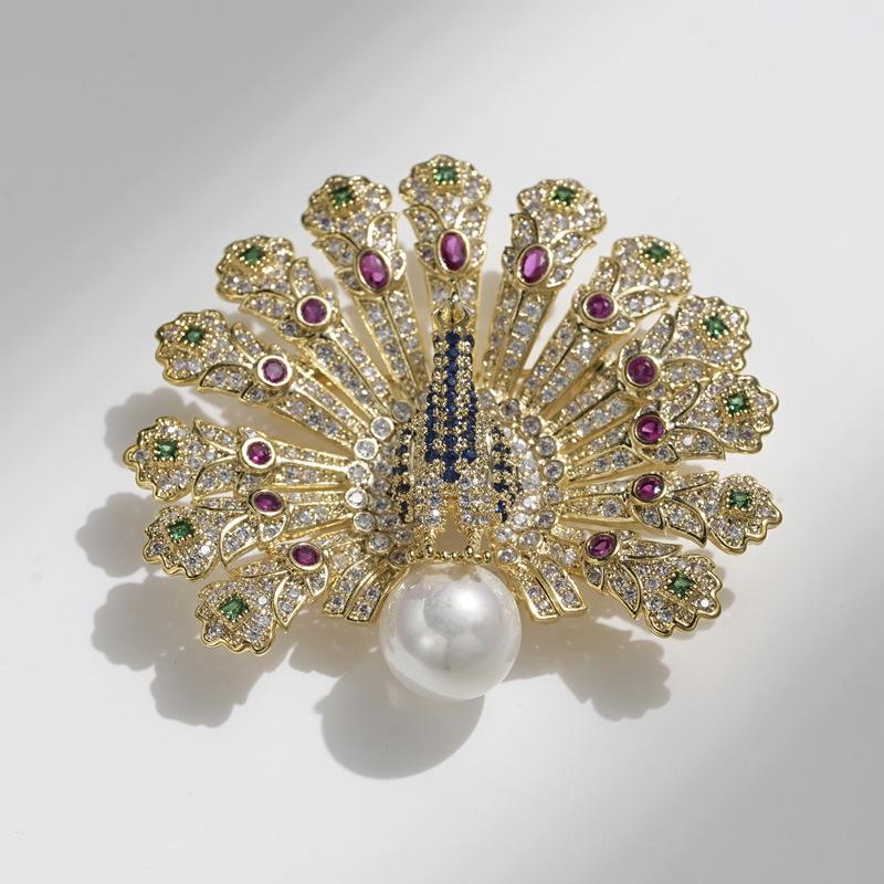 Bo Xin Yun Retro Peacock Rhinestone Pearl Brooch