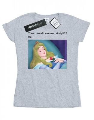 Camiseta de algodón con el meme de la Bella Durmiente para mujer