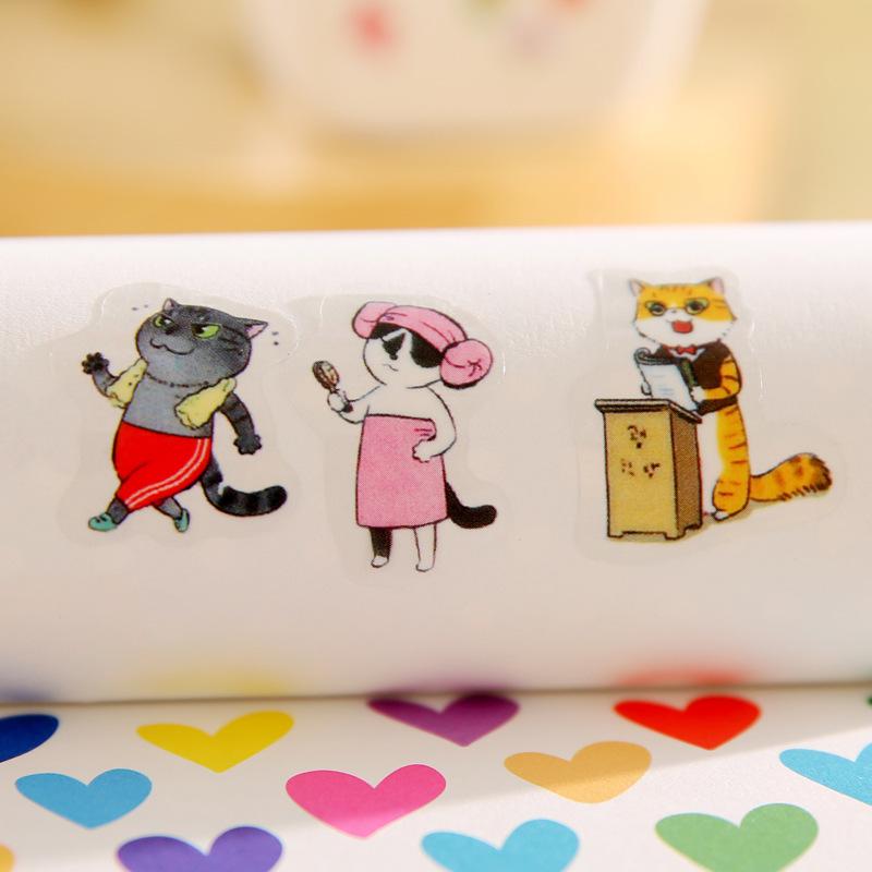 6 Sheets/Set Creative Transparent PVC Stickers Cute Black and White Cat Girls Photo Album Decoration Sticker Children DIY Toy