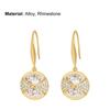 1 Pair Hook Earrings Round Pendant Rhinestone Jewelry Delicate Long Lasting Drop Earrings for Wedding