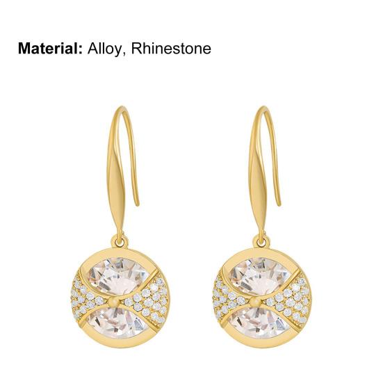 1 Pair Hook Earrings Round Pendant Rhinestone Jewelry Delicate Long Lasting Drop Earrings for Wedding