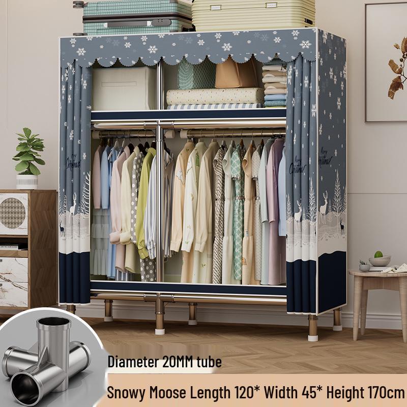 Sturdy Reinforced Steel Frame Fabric Wardrobe for Home & Bedroom Use