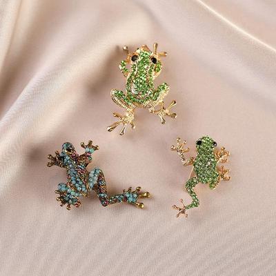 Frosch High-End Brosche mit Diamanten, Strass, Reptilien-Korsage, Mantel-, Übermantel-Accessoire, Brosche und Accessoire