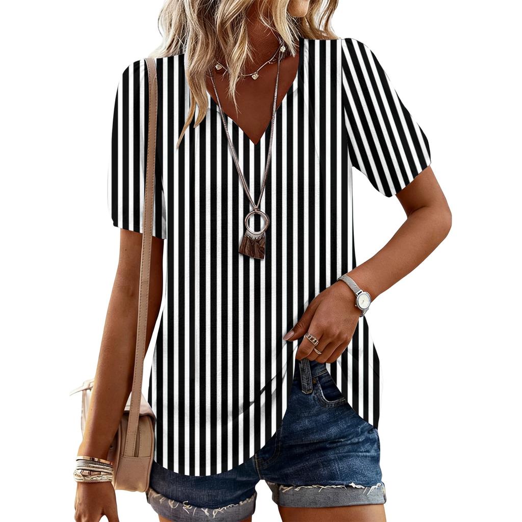 Women's Fashion Casual Striped Print Top