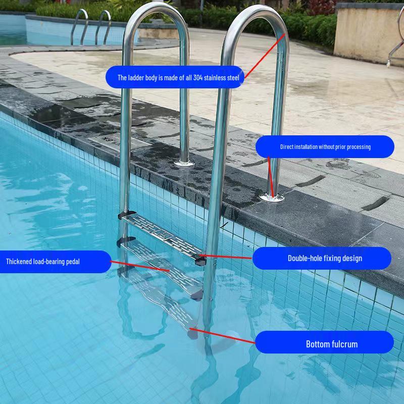 304 Stainless Steel Swimming Pool Ladder with Thickened Handrail and Pedal