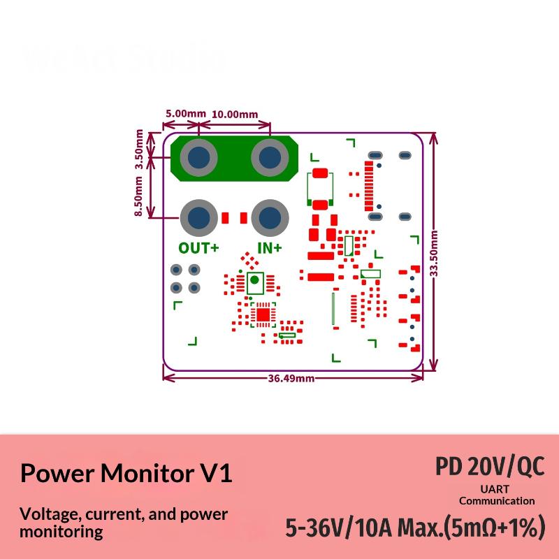 1 Set 36V 10A Max Power Monitor Module With Xt60 Connector Pd Qc Support For Rc Drone Battery Power Detection