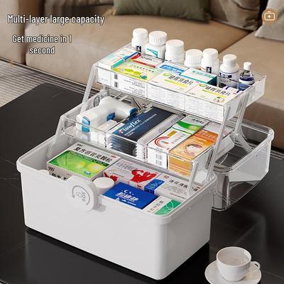 Golden Cat Family Medicine Box - Large, Multi-Layer Storage for Home.