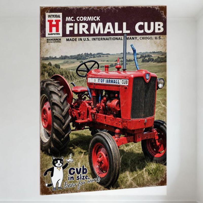 Vintage International Harvester Farmall Cub Tractor Metal Tin Sign Retro Agricultural Ad Wall Decor for Man Cave Bar Home Office 20x30cm（7.8x11.8inch）