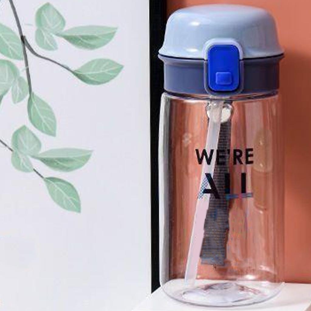 Borraccia PC con Tappo a Cannuccia 520ml Resistente alle Cadute Borraccia per Acqua da Bere con Tracolla per Bambini Studenti Adulti