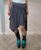 Chix Asymmetrical Button Layered Skirt Charcoal