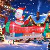 2.7M/8.8FT Inflatable Toys Christmas Decorations Santa Fly Plane LED Lights Model Xmas Festival Party New Year Outdoors Decor
