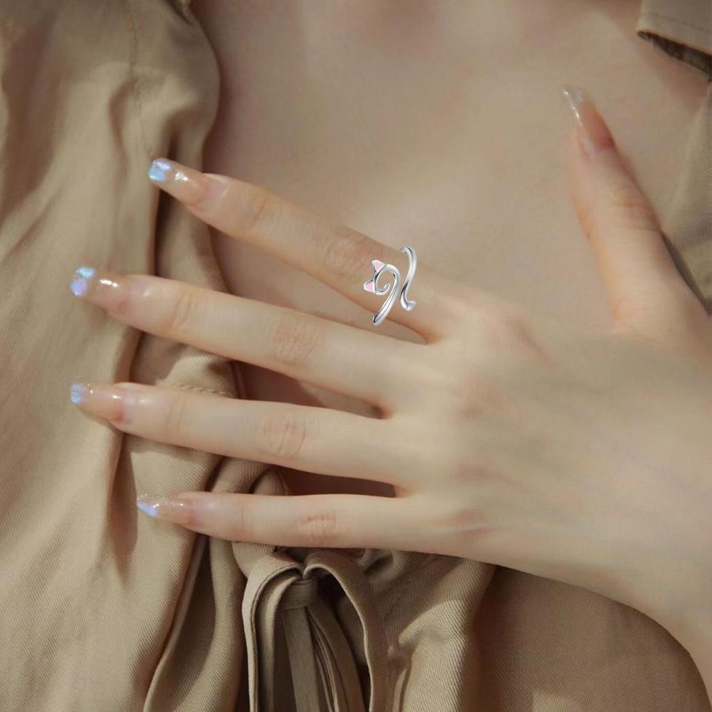 Cat Crochet Tension Ring 4/8cs/set Cat Knitting Tension Rings Adjustable Ring Knitting Crocheting Jewelry Ring with Yarn