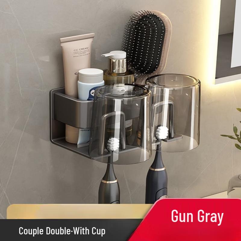 

Wall-Mounted Toothbrush Holder with Cups