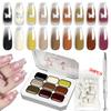 LIMEGIRL 7IN1 Gradient Painting Gel Kit 9 Grid Gradient Color Solid Nail Polish with 50pcs Sponge Nail Art DIY Color Gel Kit