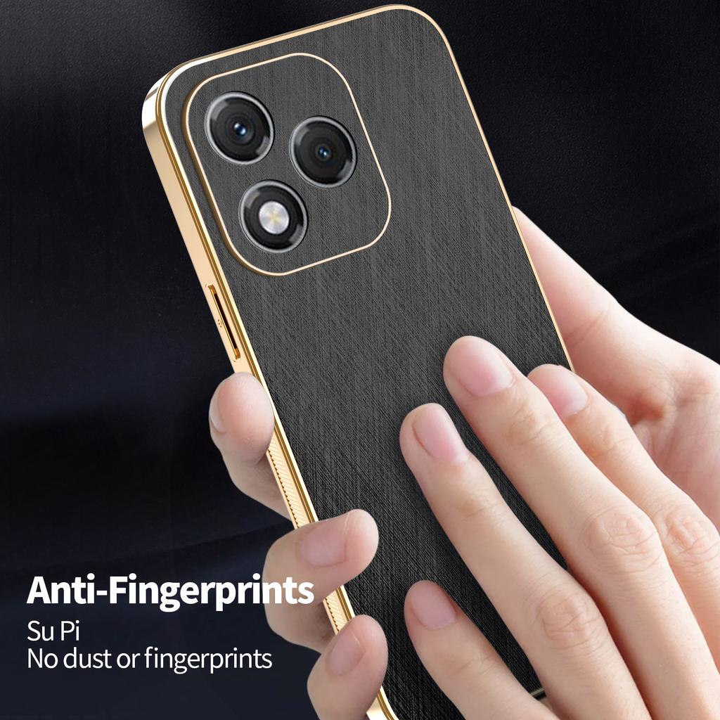 KADEM Pour Honor 400 Lite Coque Galvanoplastie Texture Soie PU+TPU Housse Arrière de Téléphone