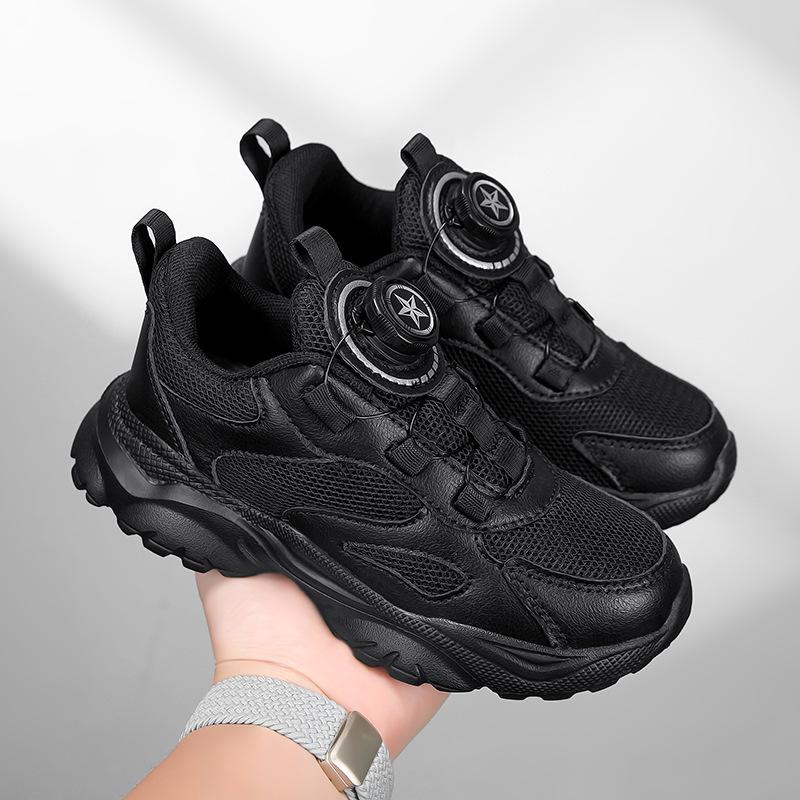 Mesh breathable classmates boys 2025 spring and autumn new children's sports shoes school children's button sports shoes