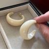 European and American White Earrings 2026 New Popular Style High-End Large Earrings Simple and Elegant Exaggerated Wide Round Earrings