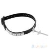 Punk Gothic Black Faux Leather Choker Cross Spike Rivet Buckle Collar Necklace