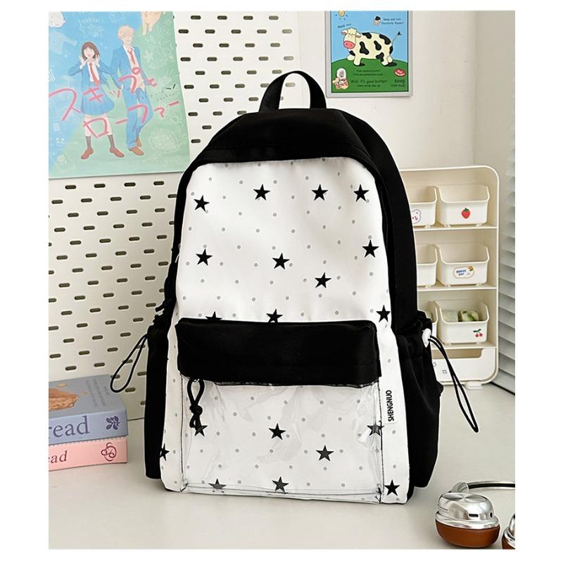 

The new schoolbag is high-value, fresh, sweet and cute, and the star backpack is lightweight for junior high school students. Spring outing backpack.