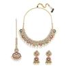 Multicolor Dazzling Stones Beads Drop Necklace Earring & Maangtikka Set For Women
