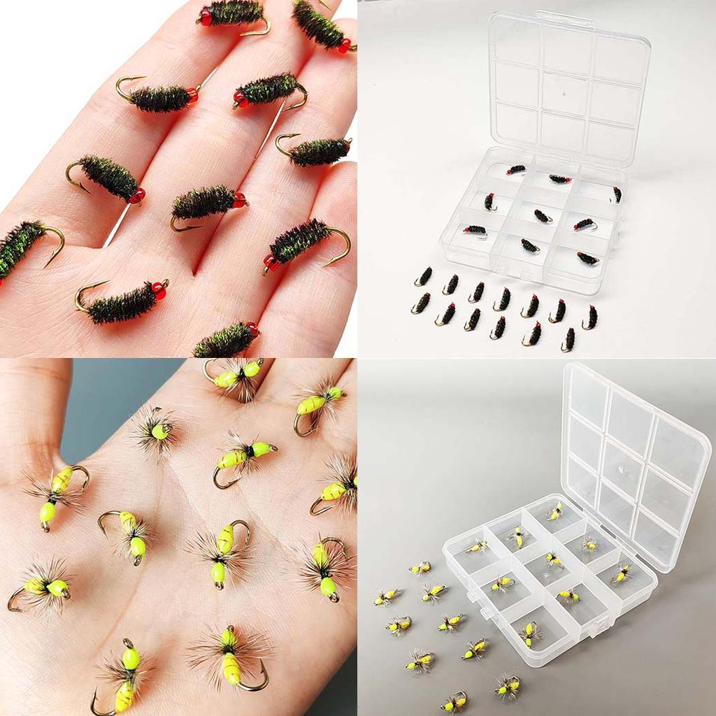 2Boxes Bundle(Total 18Pcs Flies)- Fly Fishing Flies Artificial Wet Flies Bait for Flishing Trout/Bass Artificial Nymphs Bait