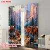 2pcs   plane printing Curtains Digital Printed Cowboy and Horse Polyester Easy Install (without rod) Art Deco Festive Use for