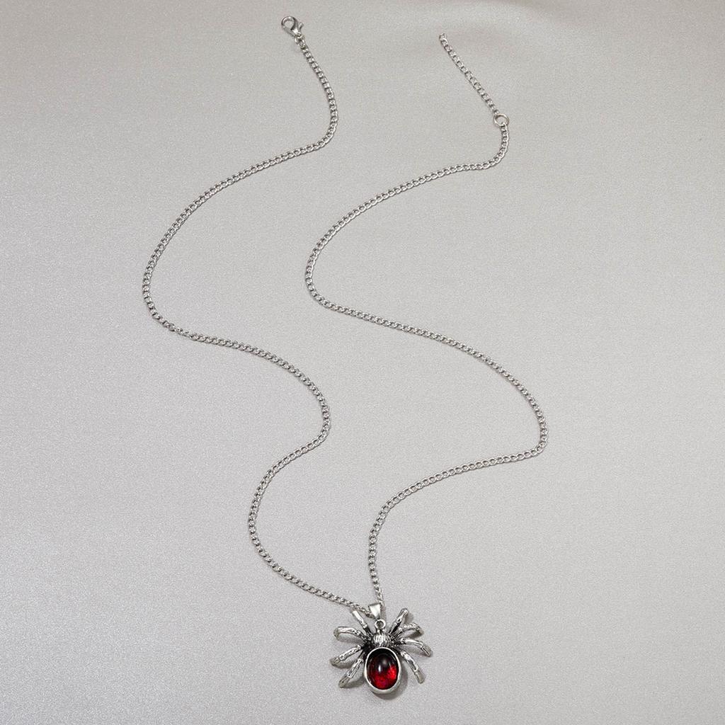 Fashion Crystal Spider Pendant Necklace Y2K Metal Chain Statement Choker Necklace for Women Men Club Punk Jewelry
