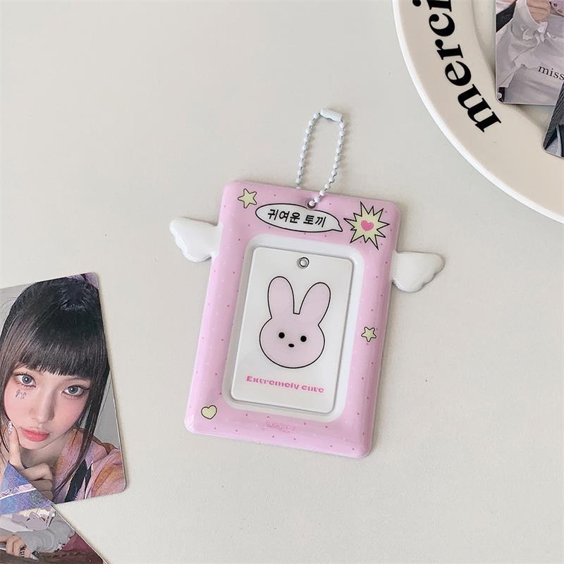 Cute Small Wings Card Holder Photocard Holder Idol Photo Display Protect Storage Card Keychain Bag Pendant Keyring Birthday Gift