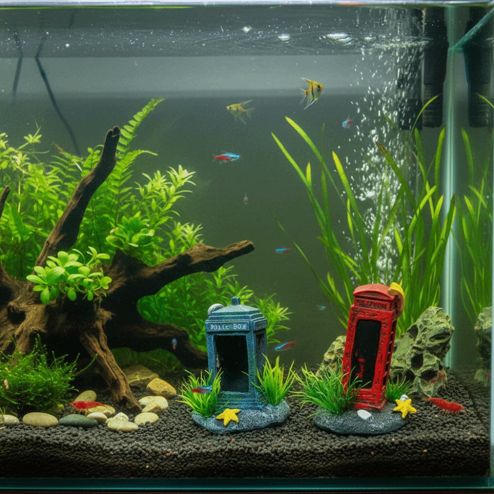Simulation Fish Tank Decoration Natural Look Resin Telephone Booth Decoration Retro Artificial Aquarium Ornament Aquarium Setup