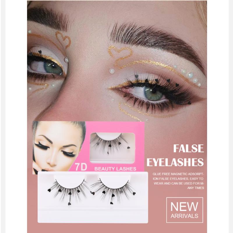 False Eyelashes Makeup Tools Natural Long Thick Volume Eyelashes Beauty Fluffy Eyelashes Sequin Flower Christmas  Eyelash Party Eyelashes