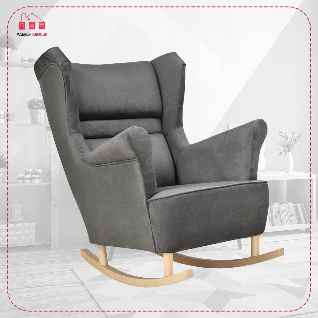 Fotel uszak Zoja bujany skandynawski Family Meble szary babci dziadka