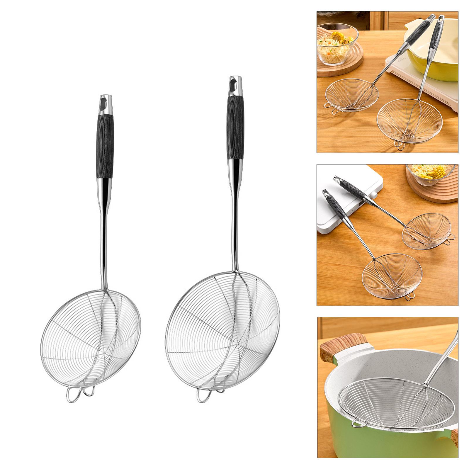 Stainless Steel Kitchen Skimmer Spoon Deepened Strainer Spoon Unique Slotted Skimmers Spoon for Maximum Food Capacity