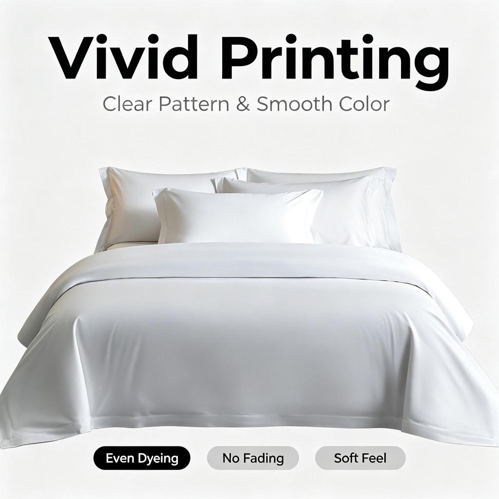 White Cotton Sateen Bedding Set Hotel Style 60S Soft Duvet Cover Sheet All Season
