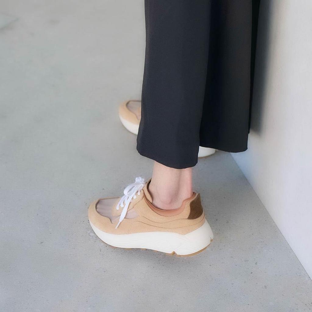 Carino CAUC51106 Women's Beige Combination Sneakers, Size 23.5 Cm