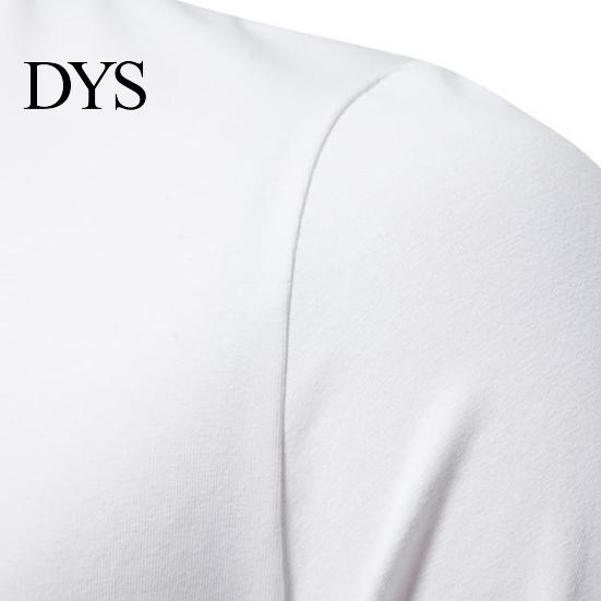 Summer T-shirt Stand Collar Deep V-Neck Short Sleeve Men Solid Color Slim Fit Tee Top Streetwear
