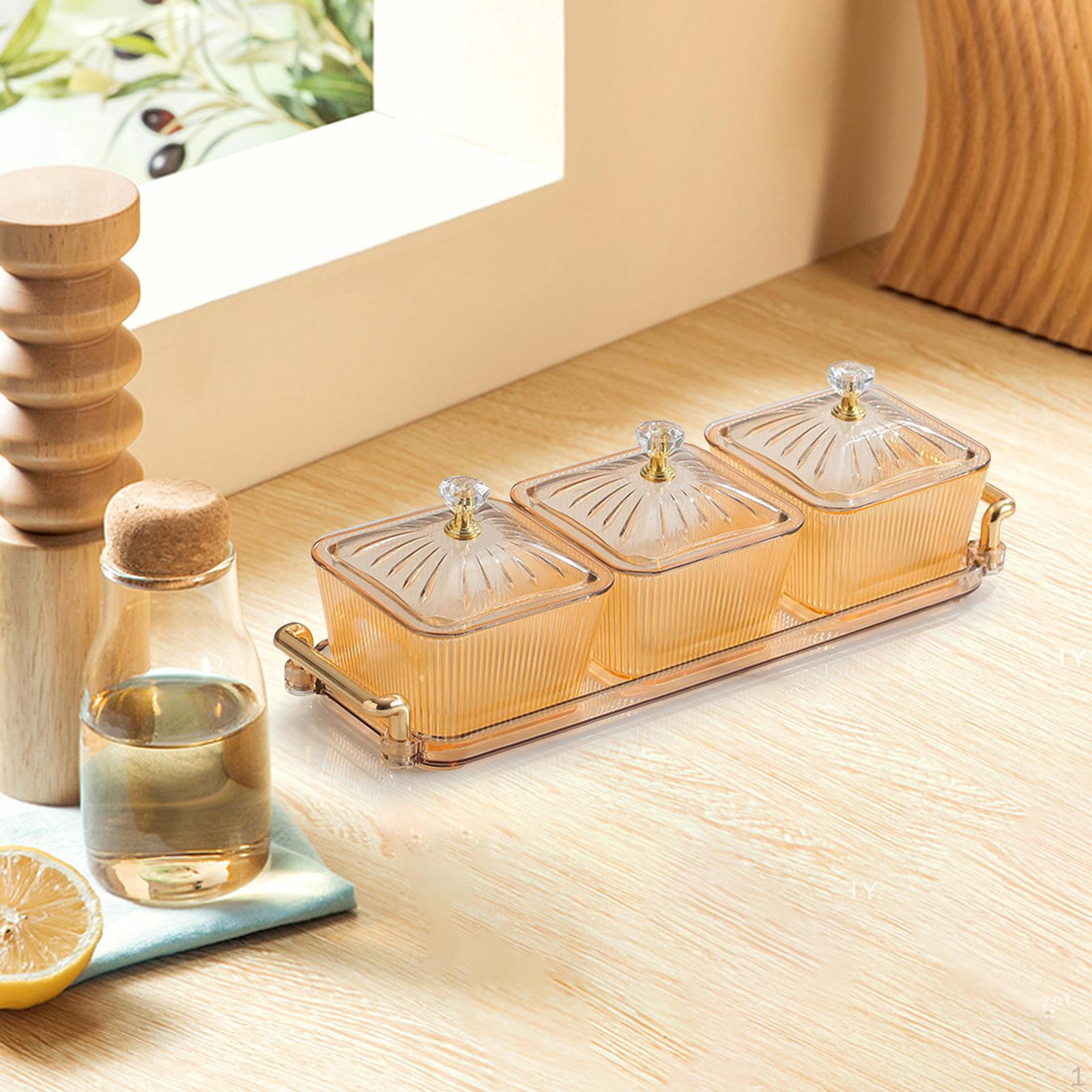 Акриловый поднос для закусок со съемными отделениями для праздничных сувениров golden yellow 1400₽