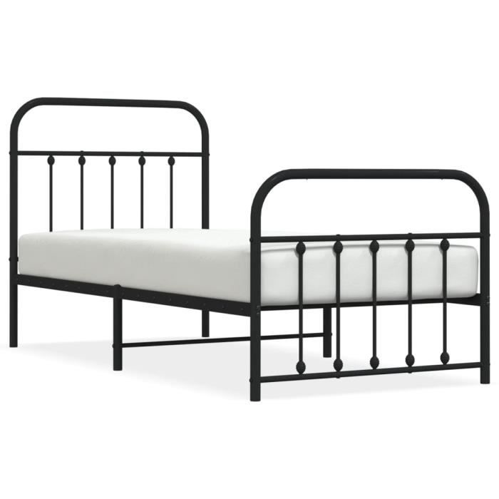 VidaXL Metal Bed Frame with Headboard-Footboard Black 90x200 Cm 352589