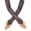 Women Rhinestone Mesh Hook Finger Long Gloves Sexy Party Transparent Breathable Fingerless Gloves Elasticity Arm Sleeves