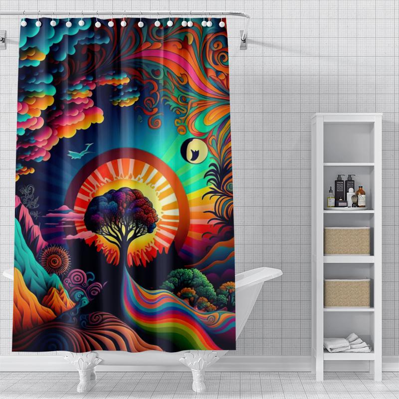 Magic Forest Shower Curtain Washable Dirt-Resistant Shower Head waterproof Polyester Bath Curtain For Home Decor