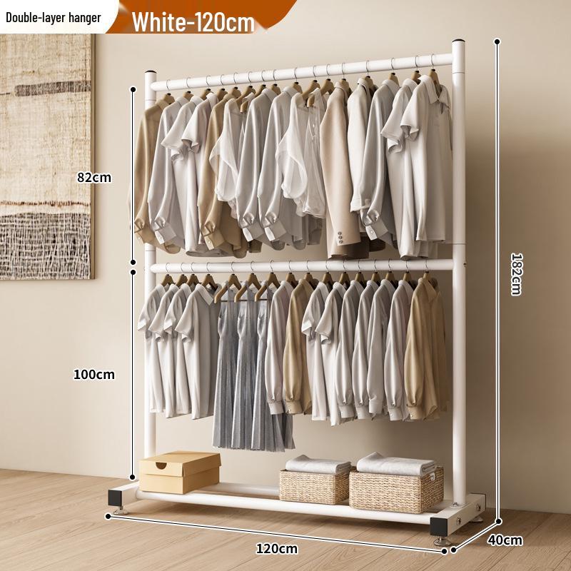 Single-Layer Clothes and Hat Rack for Bedroom or Balcony - Floor-Standing Design