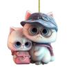 2D Flat Cat Car Rear View Mirror Charm Acrylic Cartoon Cat