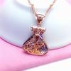 Purple Gold Shiny Money Bag Pendant Fashionable Personalized Color Gold Plated Rose Gold Premium Necklace