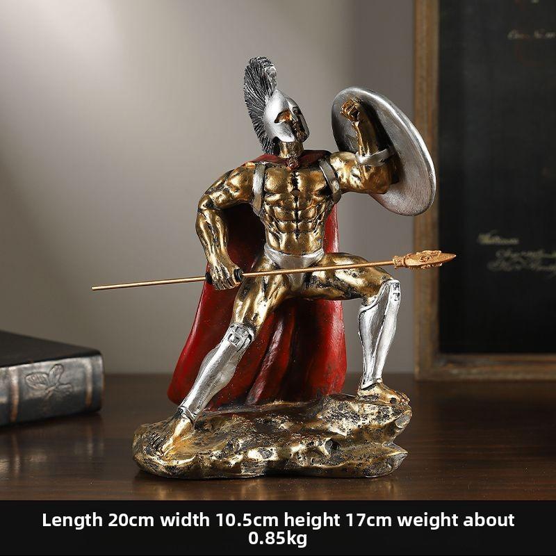 Vintage Gold Armor Spartan Warrior Sculpture Craft Bookcase Wine Cabinet Decoration Abstract Resin Warrior Statue Art Decoration
