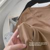 Women's Coffee-Colored U-Neck Short-Sleeve Slim Fit T-Shirt