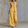Women's Summer Casual Fashion Elegant Solid Color Sleeveless V-Neck Set