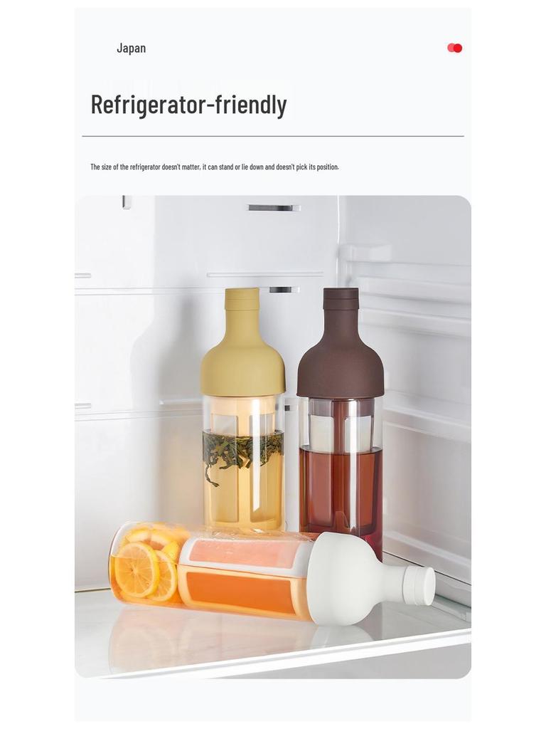 Wine Bottle Shaped Glass Kettle: High Borosilicate Glass for Cold Water, Hand Drip Coffee, or Fruit Tea with Strainer.