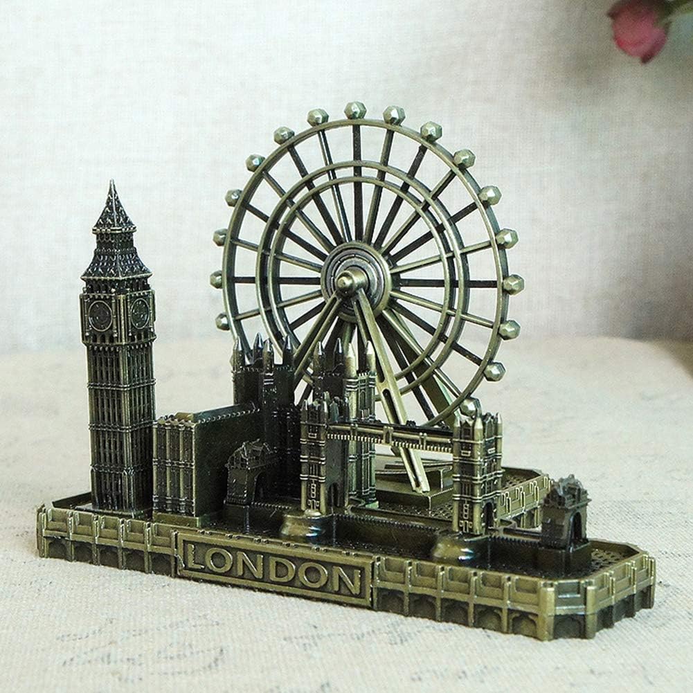 

Metal London Eye Big Ben Tower Bridge Model Church Building Souvenir Memorial Europe Style House Decoration