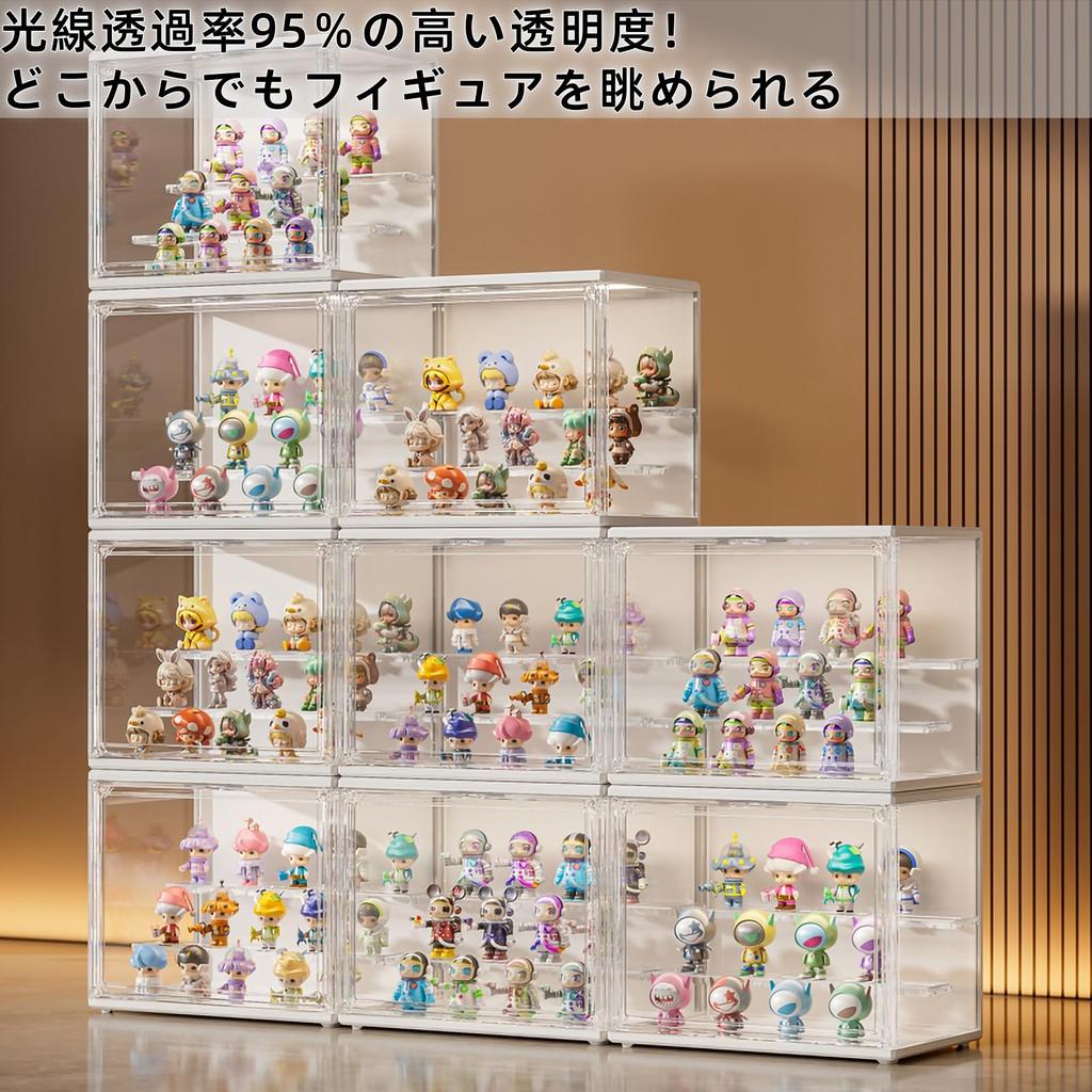 Figure Display 36cm Wide x 18cm Deep x 22cm Clear Display Case with UV LED Removable Magnetic Easy Large Acrylic Storage Case, High, Protection,